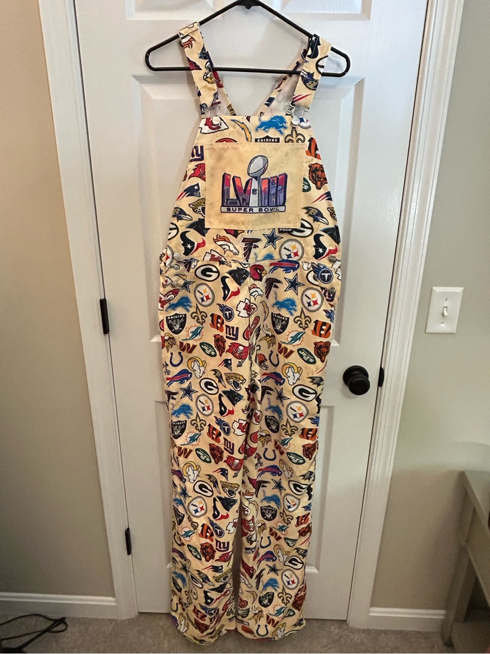FOCO NFL All-Over Print Team Logo Bib Overalls — Super Bowl LVIII Edition